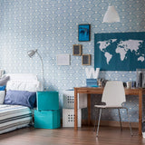 Blue Circles Geometric Peel and Stick Removable Wallpaper 291a