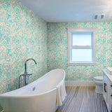 Beige and Blue Fish Nautical Peel and Stick Removable Wallpaper 9569