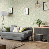 Blue and Beige Motif Floral Peel and Stick Removable Wallpaper 9959