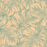 Blue and Beige Motif Floral Peel and Stick Removable Wallpaper 9959