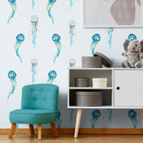 Blue and Orange Nautical Peel and Stick Removable Wallpaper 2958