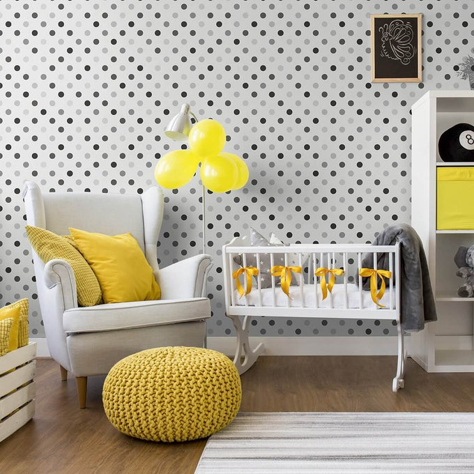 Black and Grey Geometric Baby Peel and Stick Removable Wallpaper 5239