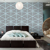 Blue and Charcoal Pattern Geometric Peel and Stick Removable Wallpaper 2566