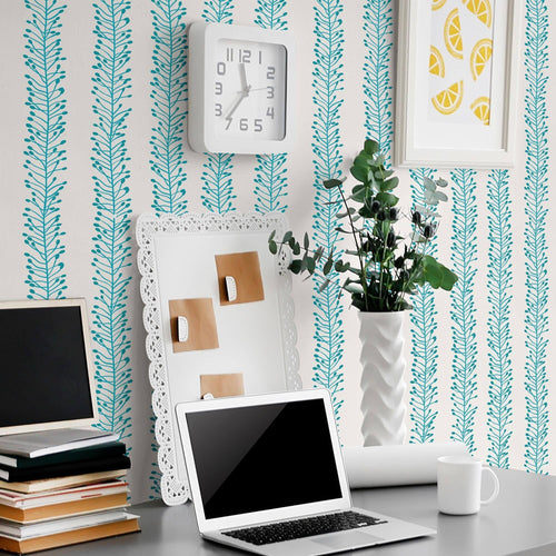 Blue Floral Basic Peel and Stick Removable Wallpaper 0775