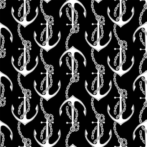 Black Illustration Nautical Peel and Stick Removable Wallpaper 2580