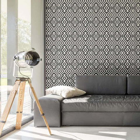 Black Textured Geometric Peel and Stick Removable Wallpaper 7007