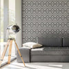 Black Textured Geometric Peel and Stick Removable Wallpaper 7007