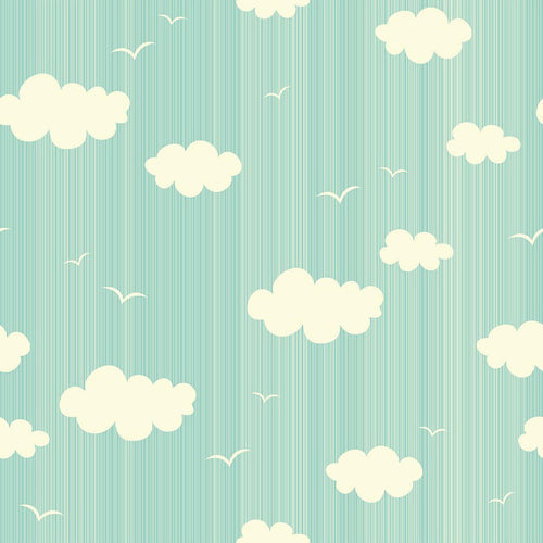Blue and White Clouds Baby Peel and Stick Removable Wallpaper 8827