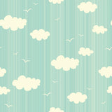 Blue and White Clouds Baby Peel and Stick Removable Wallpaper 8827