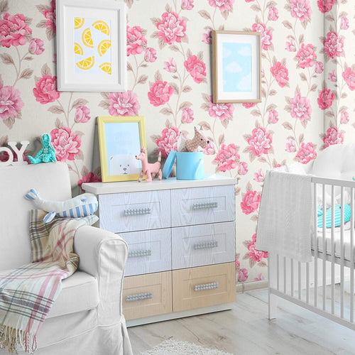 Beige Exotic Floral Peel and Stick Removable Wallpaper 1699