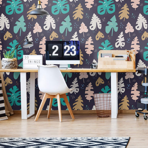 Blue Botanical Floral Peel and Stick Removable Wallpaper 0354