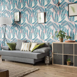 Blue and Red Tropical Floral Peel and Stick Removable Wallpaper 1328