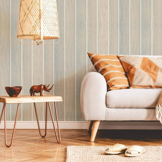 Beige Faux Shiplap Peel and Stick Removable Wallpaper 2146