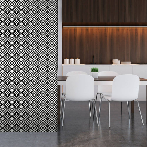 Black Textured Geometric Peel and Stick Removable Wallpaper 7007
