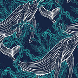 Blue and White Fish Nautical Peel and Stick Removable Wallpaper 9958