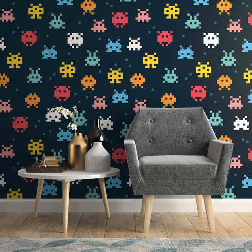 Blue and Yellow Space Children Peel and Stick Removable Wallpaper 5295