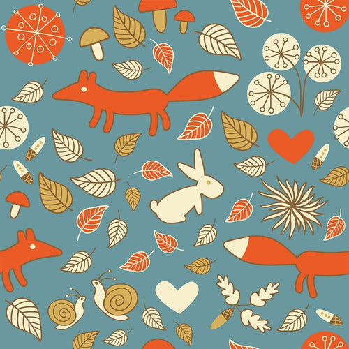 Blue and Tan Animals Baby Peel and Stick Removable Wallpaper 2415