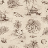 Beige Tropical Nautical Peel and Stick Removable Wallpaper 7902