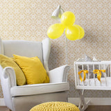 Beige and Gold Damask Basic Peel and Stick Removable Wallpaper 0381