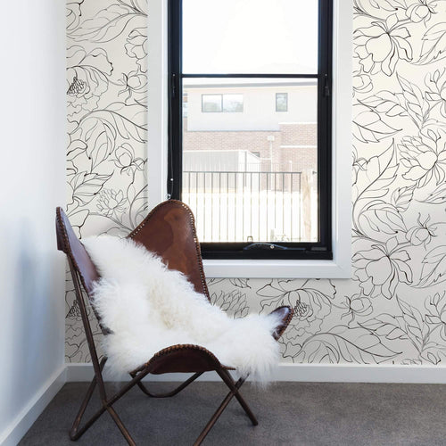 Beige Floral Floral Peel and Stick Removable Wallpaper 9819