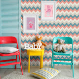Beige and Blue Chevron Peel and Stick Removable Wallpaper 6401