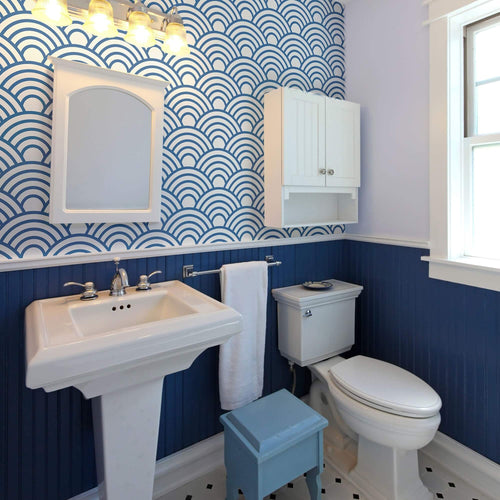 Blue Circles Geometric Peel and Stick Removable Wallpaper 291a