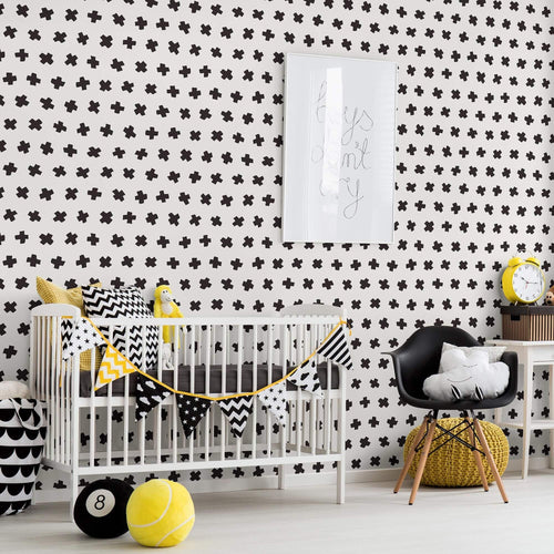 Black Geometric Basic Peel and Stick Removable Wallpaper 4801