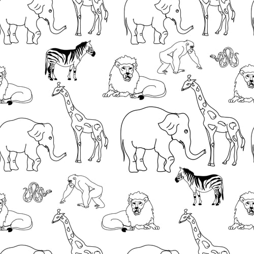 Black and White Animals Children Peel and Stick Removable Wallpaper 1587