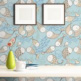Beige and Blue Animals Baby Peel and Stick Removable Wallpaper 5065
