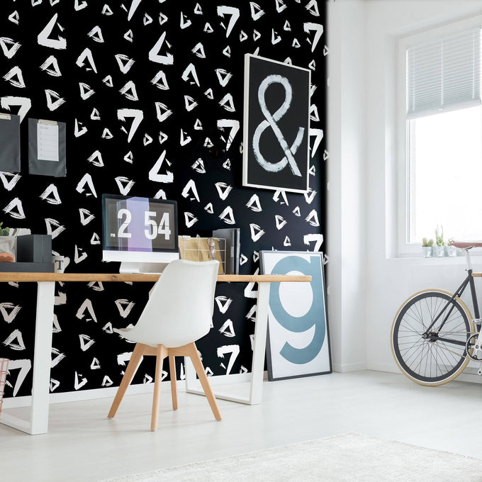 Black Pattern Teens Peel and Stick Removable Wallpaper 6078