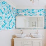 Blue and White Circles Geometric Peel and Stick Removable Wallpaper 8855