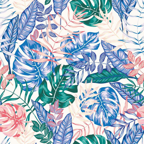Blue and Pink Floral Floral Peel and Stick Removable Wallpaper 9072