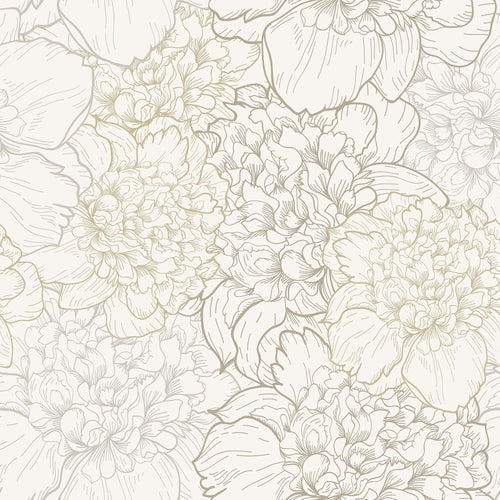 Beige Floral Peel and Stick Removable Wallpaper 1111