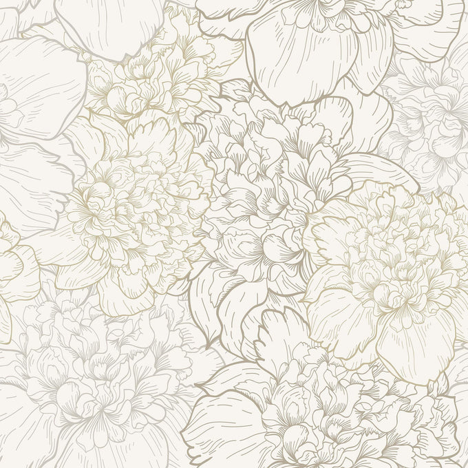 Beige Floral Peel and Stick Removable Wallpaper 1111