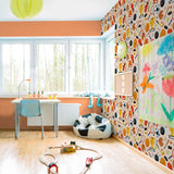 Beige and Black Sports Children Peel and Stick Removable Wallpaper 3511