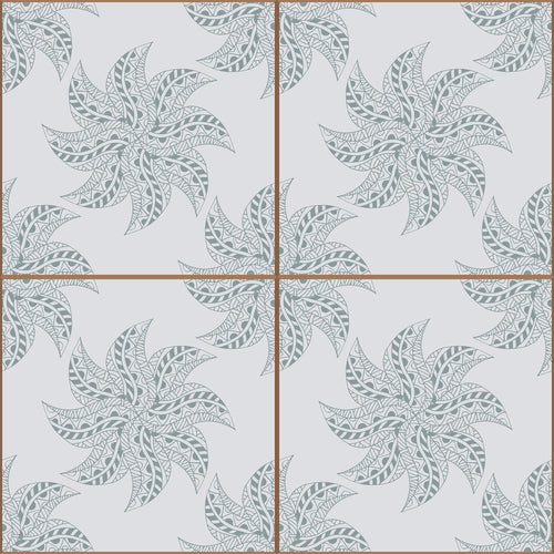 Blue Floral Tile Adhesive Peel and Stick Removable Wallpaper 030g