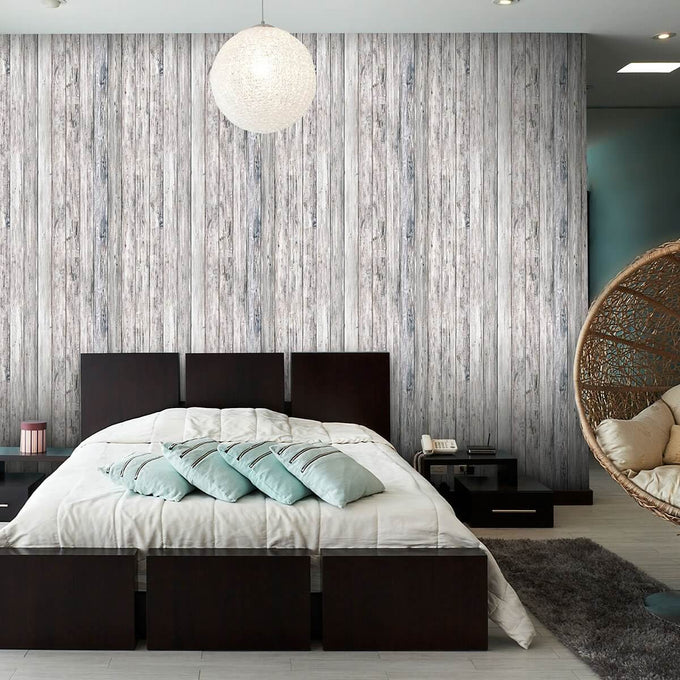 Blue and Green Faux Wood Peel and Stick Removable Wallpaper 1551