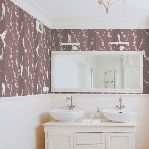 Lavender Floral Animal Peel and Stick Removable Wallpaper 6931