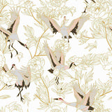 Beige Bird Peel and Stick Removable Wallpaper 5446