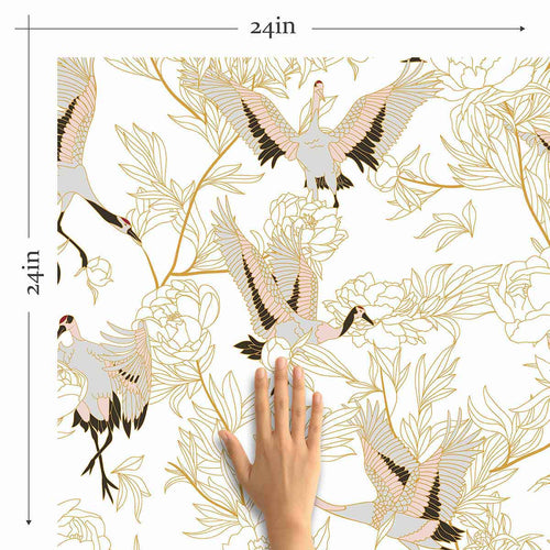 Beige Bird Peel and Stick Removable Wallpaper 5446