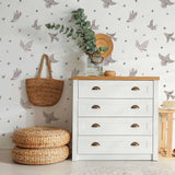 Grey Bird Peel and Stick Removable Wallpaper 8552