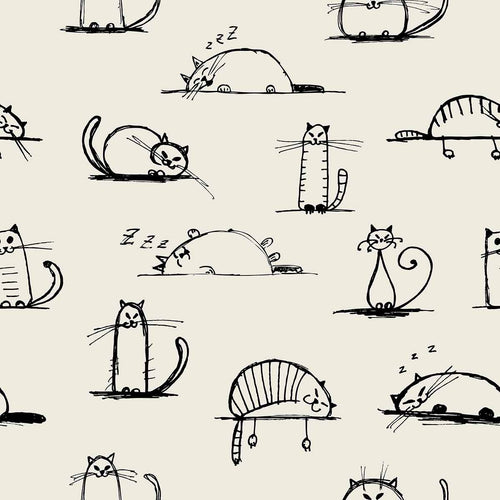 Beige Cat Peel and Stick Removable Wallpaper 3333
