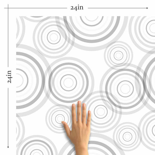 Grey Circle Peel and Stick Removable Wallpaper 5419