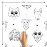 Black and White Dog Peel and Stick Removable Wallpaper 5380