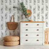 Black and White Dog Peel and Stick Removable Wallpaper 9234