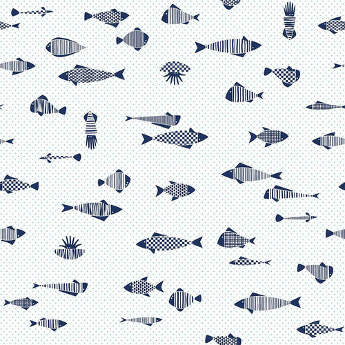 Blue Fish Peel and Stick Removable Wallpaper 2634