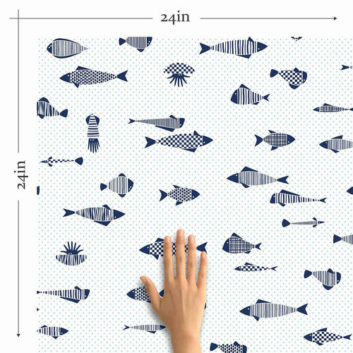 Blue Fish Peel and Stick Removable Wallpaper 2634