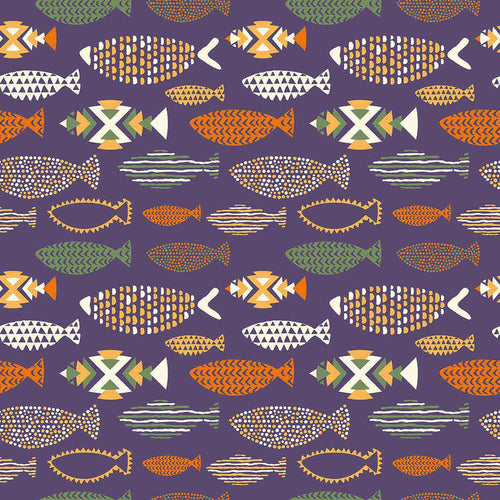 Purple Fish Peel and Stick Removable Wallpaper 6882