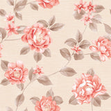 Pink and Beige Floral Peel and Stick Removable Wallpaper 0533