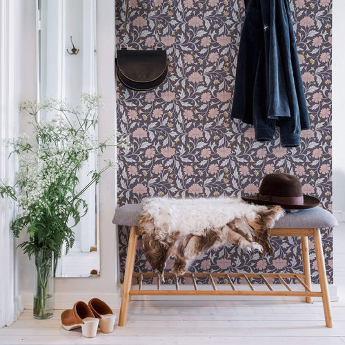 Purple Contemporary Floral Peel and Stick Removable Wallpaper 4445